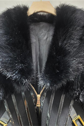 Zip-Front Cropped Faux Fur Jacket