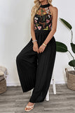 Floral Halter Pleated Jumpsuit