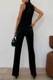 Collared Button-Front Pants Set