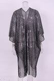 Fringe-Trimmed Sheer Blouse Cover-Up