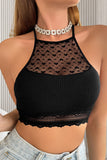 Lace Halter Ribbed Tank Top