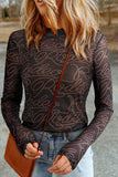 Graphic Mesh Long Sleeve Top