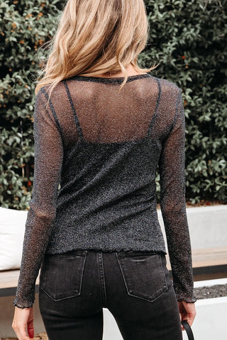 Metallic Glitter Long Sleeve Top
