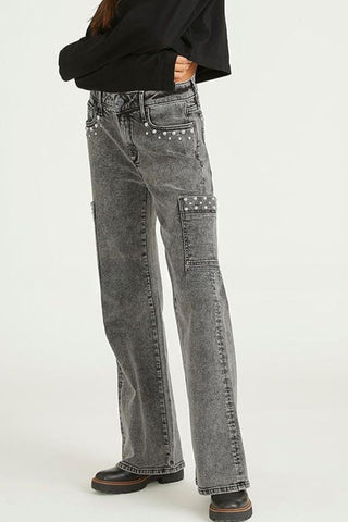 Cargo Pocket Straight-Leg Jeans