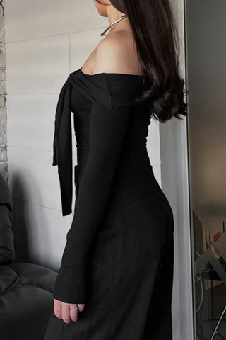 Off-Shoulder Tie-Knot T-Shirt