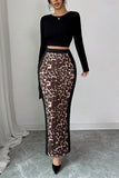 Animal Print Slit Skirt