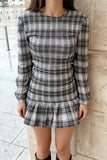 Plaid Ruffle Hem Casual Dress