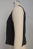 Button-Front Denim Vest