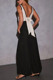 Chic Contrast V-Neck Jumpsuit