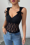 Lace Panel Bow-Tie Tank Top