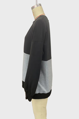 Button-Front Patchwork Sweatshirt