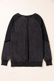Waffle Knit Patchwork Raglan Sleeve Top