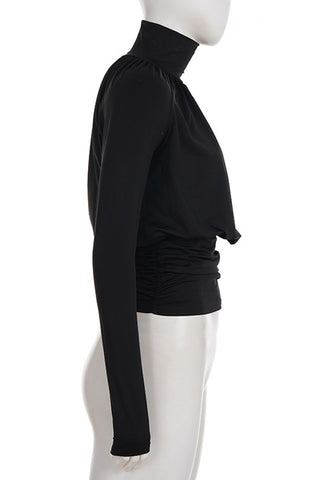 Elegant High-Neck Long Sleeve Top