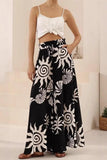 Patterned Wide-Leg Casual Pants
