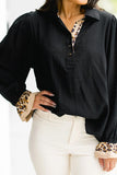 Dynamic Leopard-Trim Blouse
