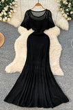 Open Knit Maxi Dress with Inner Slip