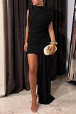 Asymmetric Ruched Casual Dress