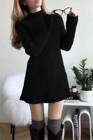 Chic Ribbed Knit Casual Dress