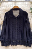 Lace Trim Button-Up Blouse