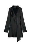 Elegant V-Neck Casual Dress with Scarf Detail