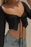 Sheer Tie-Front Blouse