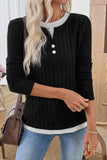 Button Accent Ribbed T-Shirt