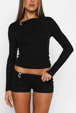 Asymmetric Button-Detail Short Set