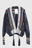 Button-Front Knit Trim Jacket