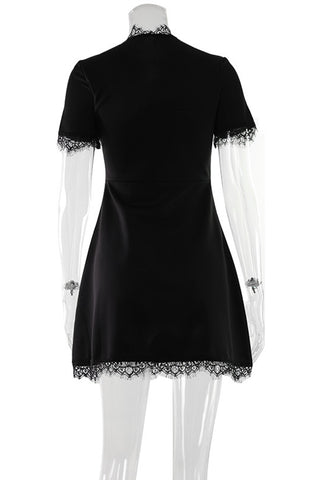 Elegant Lace-Trimmed Evening Dress