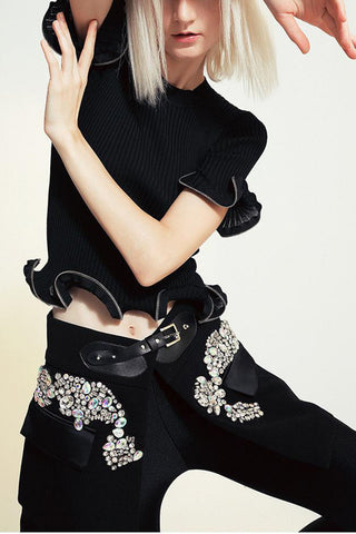 Embellished Mini Skirt with Belt