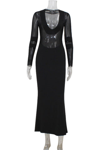 Sheer Sleeve Evening Gown