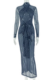 Long Sleeve Midi Dress with Pattern