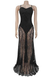 Elegant Sheer Lace Evening Gown