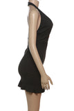 Plunging Halter Mini Dress