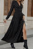 Plunge Neck Print Maxi Dress