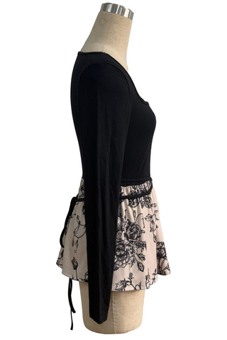 Floral Peplum Long Sleeve Blouse