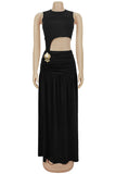 Cutout Detail Dress with High Slit
