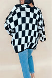 Checkered Open-Front Cardigan