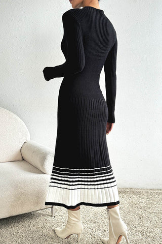 Ribbed Knit Casual Midi Dress