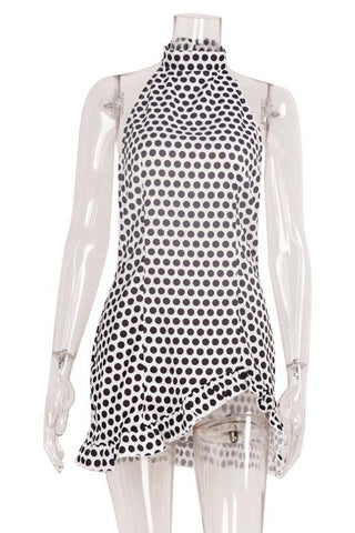 Polka Dot Halter Casual Dress