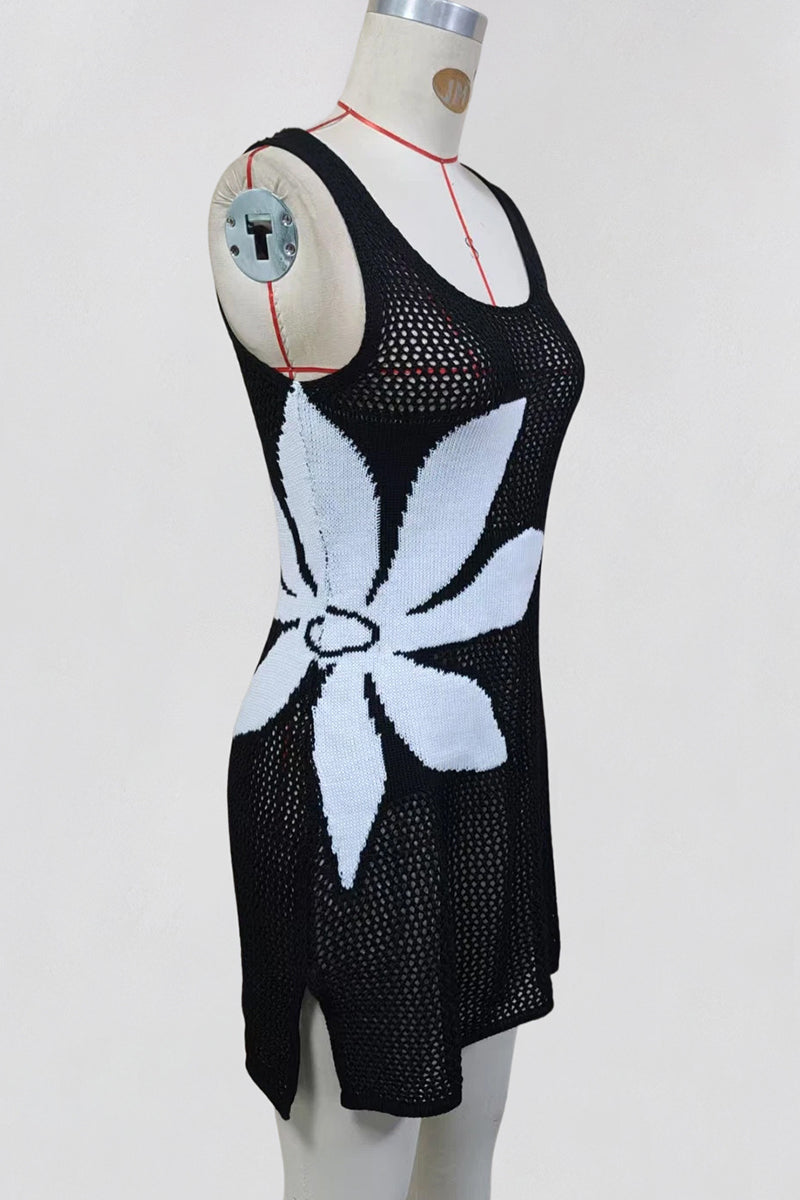 Floral Mesh Casual Beach Dress