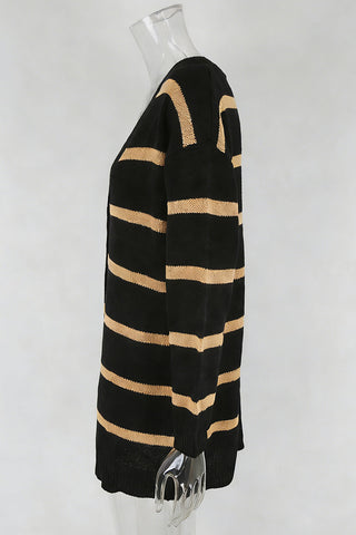 Striped Button-Front Cardigan