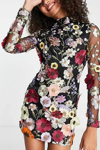 Floral Embellished Casual Dress