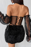Off-Shoulder Sheer Bustier Top