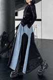 Lace A-Line Denim Skirt