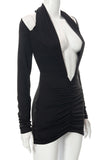 Plunge Neck Cut-Out Evening Dress