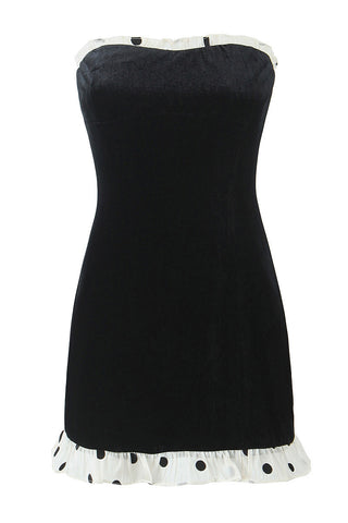 Strapless Mini Dress with Polka Dot Trim