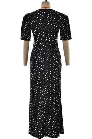 Polka Dot Maxi Dress with Lace Detail