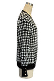 Houndstooth V-Neck Long Sleeve Top
