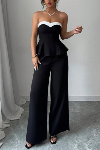Strapless Peplum Pants Set